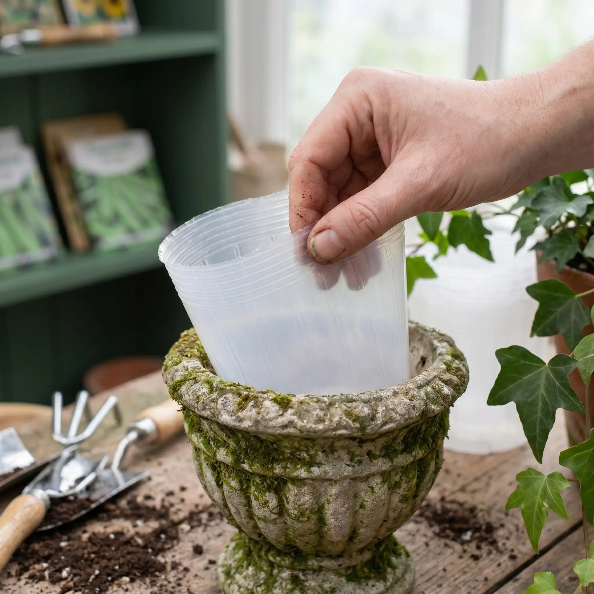 10Pcs Clear Plastic Planter Liners Flowerpot Insert Replacement for Soil Retention Plant Health Monitoring Versatile Gardening