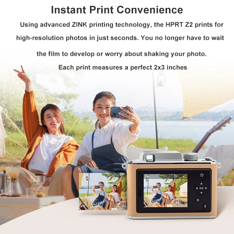 Pocket Photo Printer Portable Bluetooth-compatible Zink AR Picture Mobile Instant Camera Color 2.8inch Screen -HPRT Z2