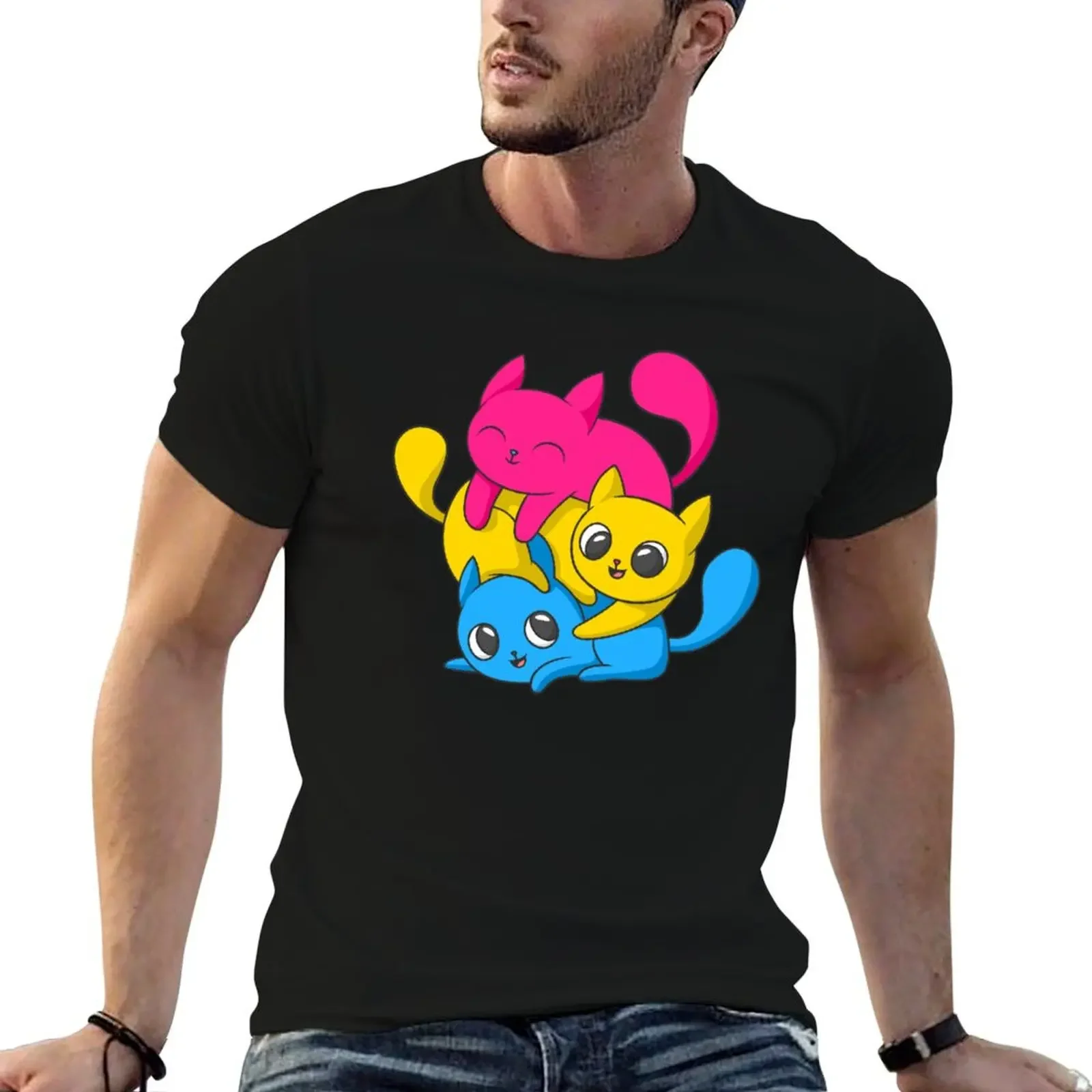 

Pan Flag Colors Cats Pride Pansexual I T-Shirt customizeds plus size clothes men t shirts