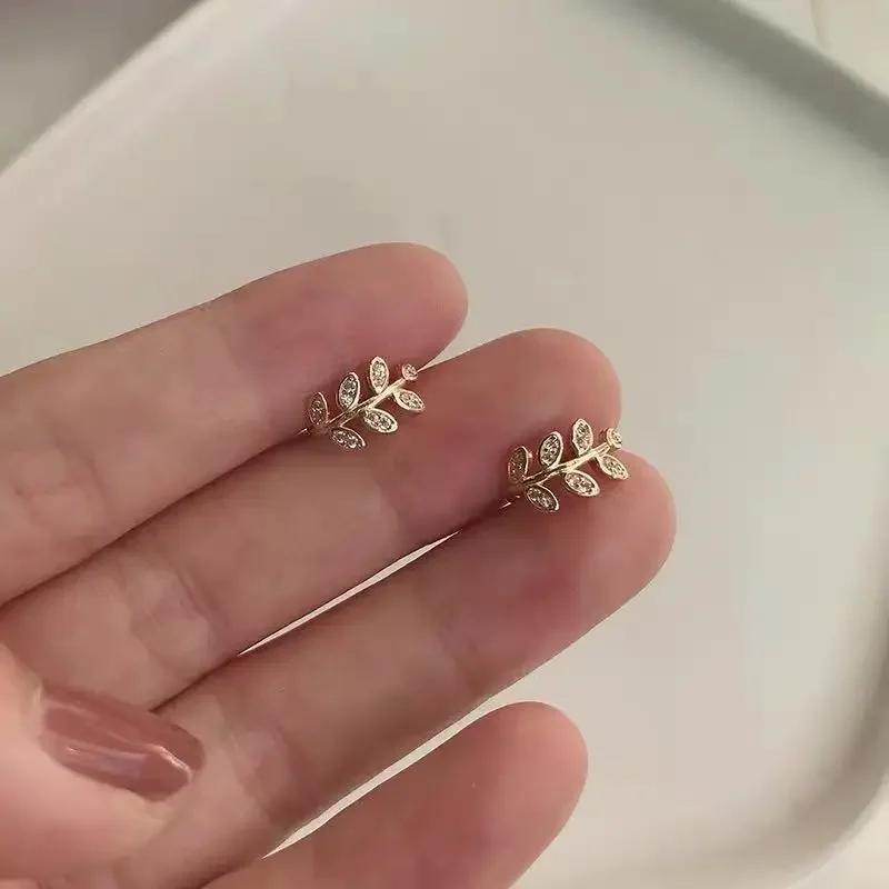 925 Sterling Silver Ear Cuff For Women Zircon Clip On leaf Earrings Gold earcuff Without Piercing Earrings Jewelry