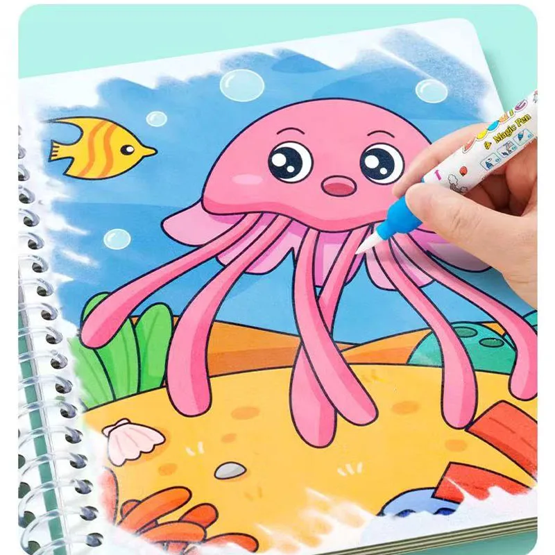 Magic Water Drawing Book Children Painting Toys Reusable Coloring Books Sensory Early Education Toys for Kids Notebooks Writing