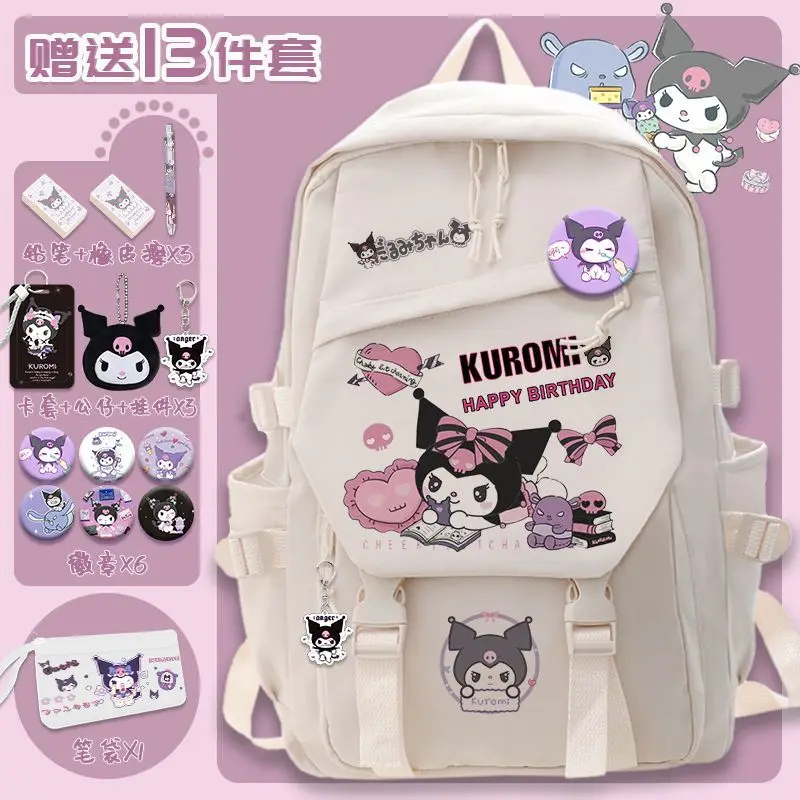 Sanrio bonito dos desenhos animados grande capacidade mochila, mochila casual para estudante menina Ins, novo Clow M