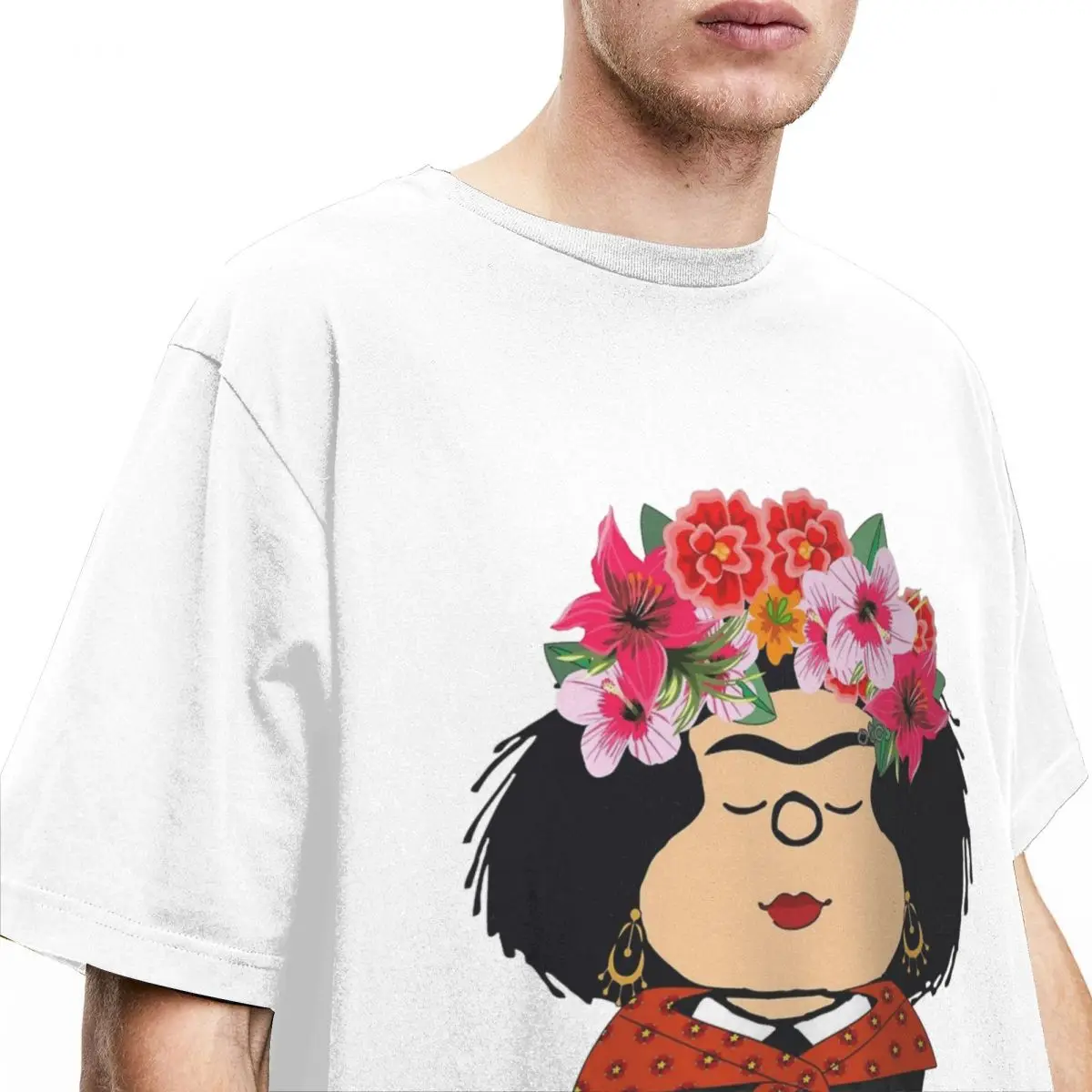 Mafalda Kahlo Fanart Merch T-Shirts Men Women Funny Cartoon Funny Pure Cotton Tees Crew Neck Short Sleeve Plus Size Clothing