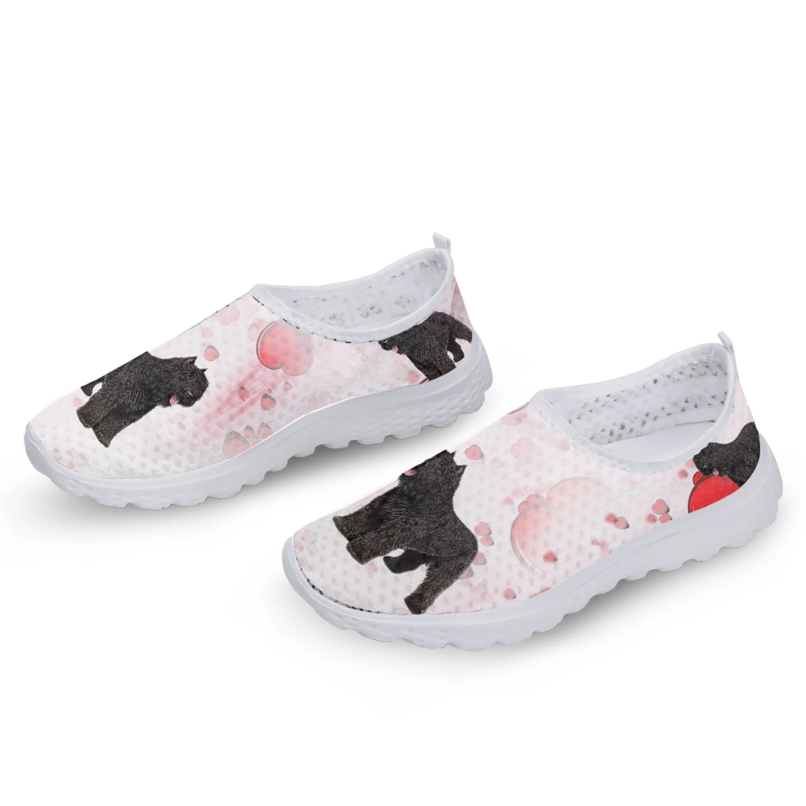 Sepatu Santai Nyaman Pola Terrier Rusia Hitam Instantart Sepatu Jaring Luar Ruangan Sol Lembut Putih Sepatu Jalan Kaki Zapatos