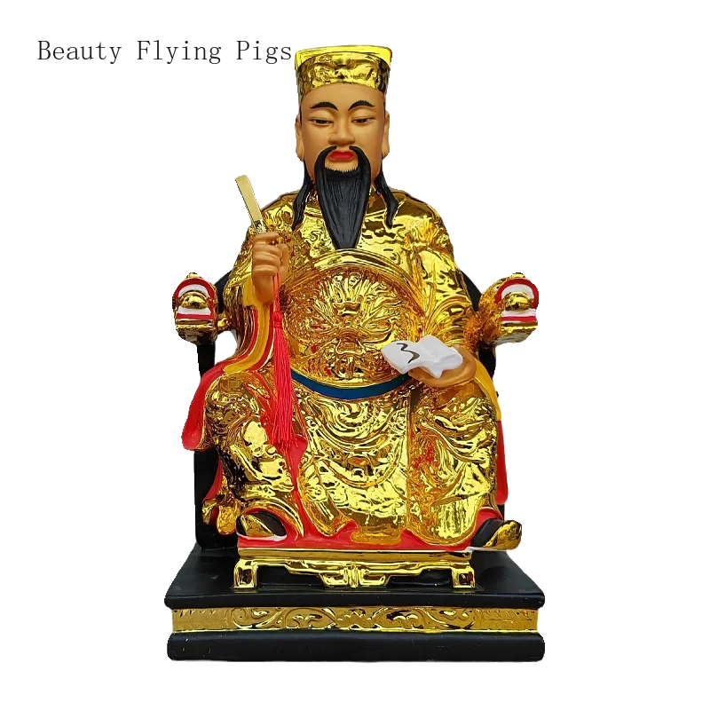 1PCS 30cm Resin City God Worship Statue Home Feng Shui Town Buddha Statue Decor Home Accessories Household Sacrificial Ornaments