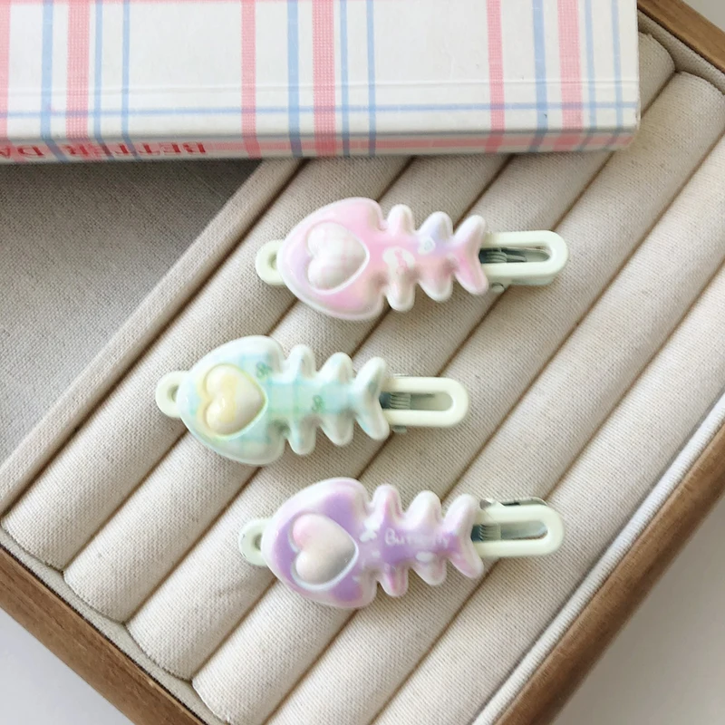 Simple Color Fishbone Hairpin Cute Bangs Clip Barrettes Sweet Side Clips Temperament All-match Duckbill Clip Hair Accessories