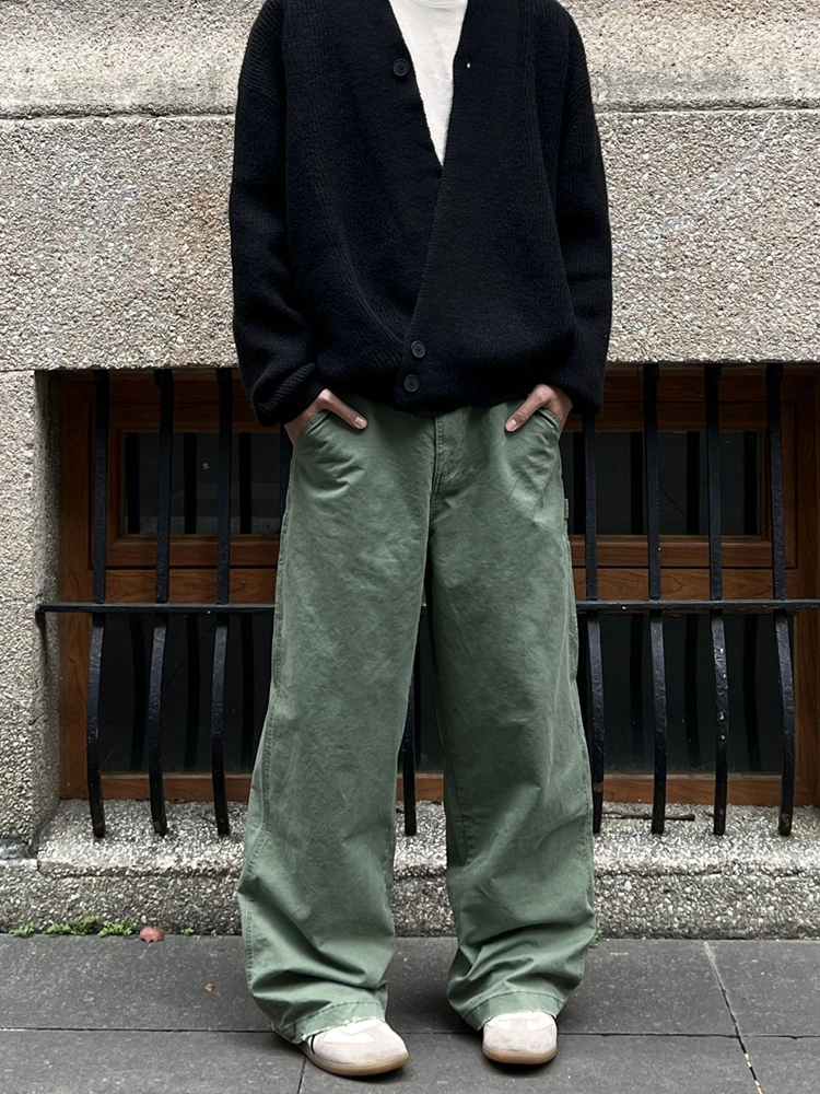 

Retropie American Sle Ретро Лесозаготовительные прямые рабочие брюки Мужчины Женщины Универсальные широкие драпированные длинные брюки Cleanfit