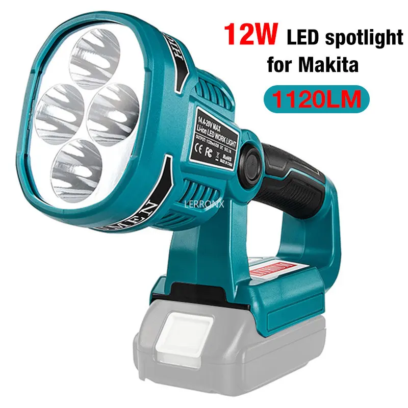 12W LED Cordless Work Light Flashlight for Makita 14.4V-18V BL1430 BL1850 BL1860B Battery Adjustable Outdoor Emergency LED Lamp