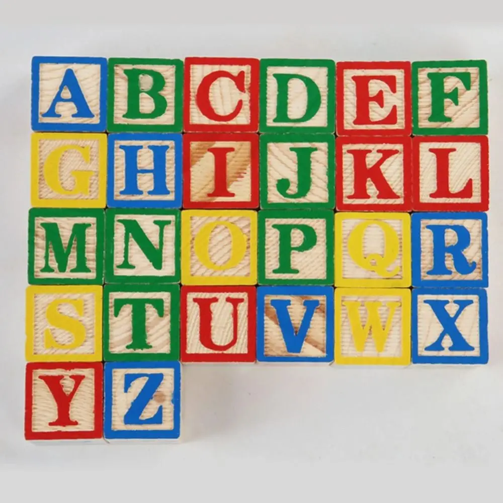 Erkenntnis lernen Holzbausteine Früherziehung Alphabet und Zahlen Buchstaben Kognitives Spielzeug Cartoon Motorik
