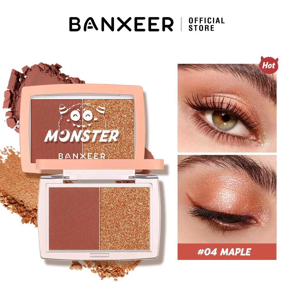 BANXEER paleta de sombra de ojos 2 colores impermeable mate suave brillo nacarado iluminar resaltador sombra de ojos maquillaje brillo sombra de ojos