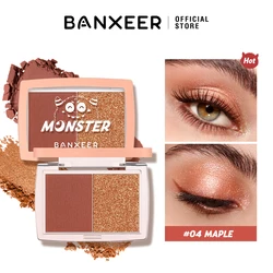 BANXEER Eyeshadow Palette 2 Colors Waterproof Matte Smooth Pearly Shine Brighten Highlighter Eye Shadow Makeup Glitter Eyeshadow
