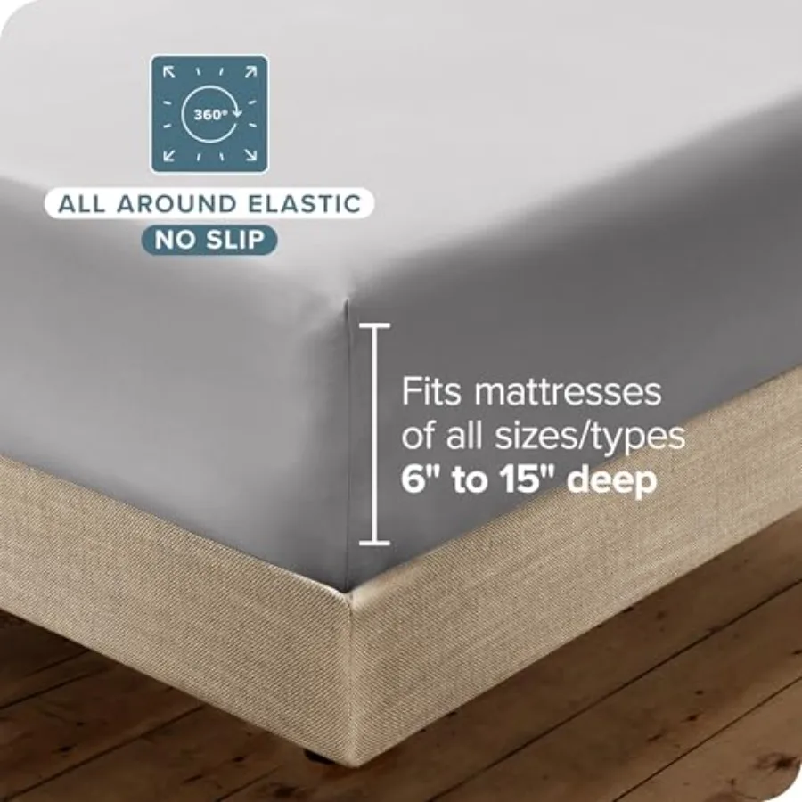 Set lenzuola Twin XL di lusso per uso alberghiero Biancheria da letto extra morbida da 4 pezzi con tasche profonde e design facile da montare Raffreddamento e traspirante F