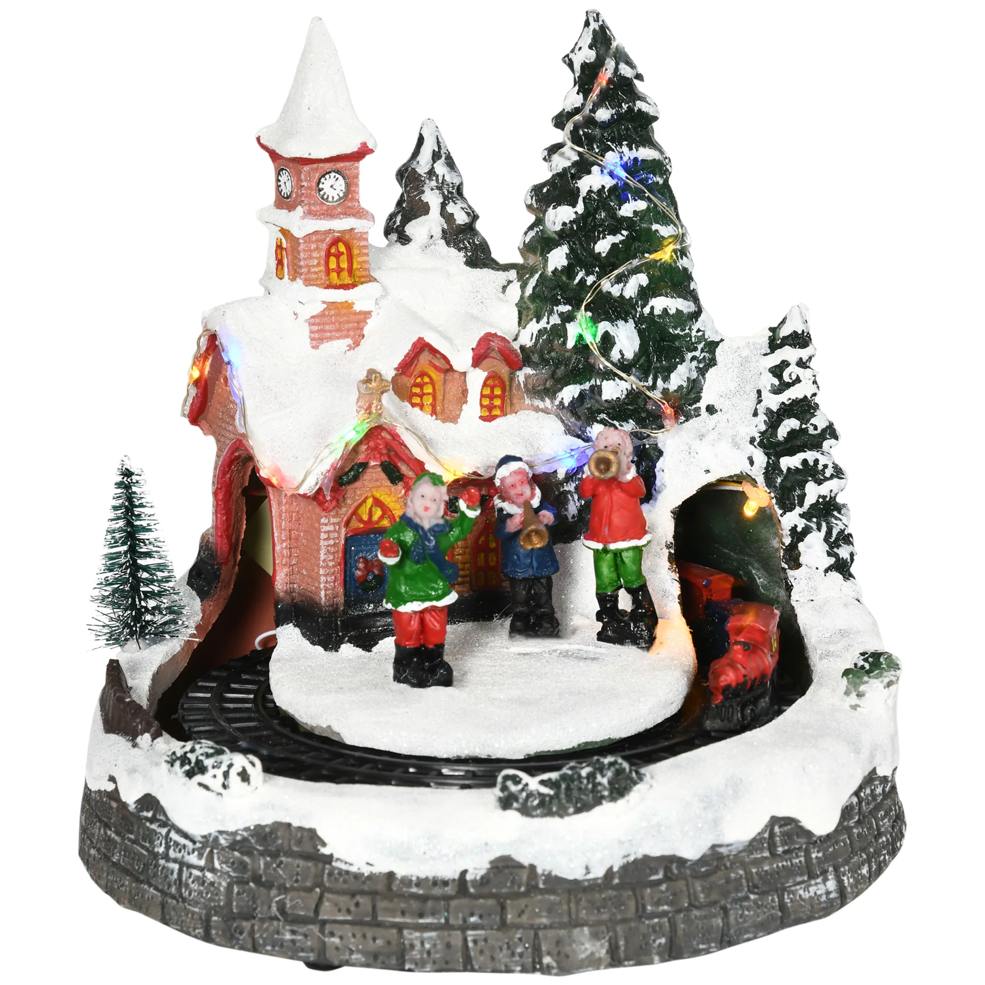 Homcom Kerstdorp met Led-verlichting Kerstboom Muziektrein 20X19,5X20 cm