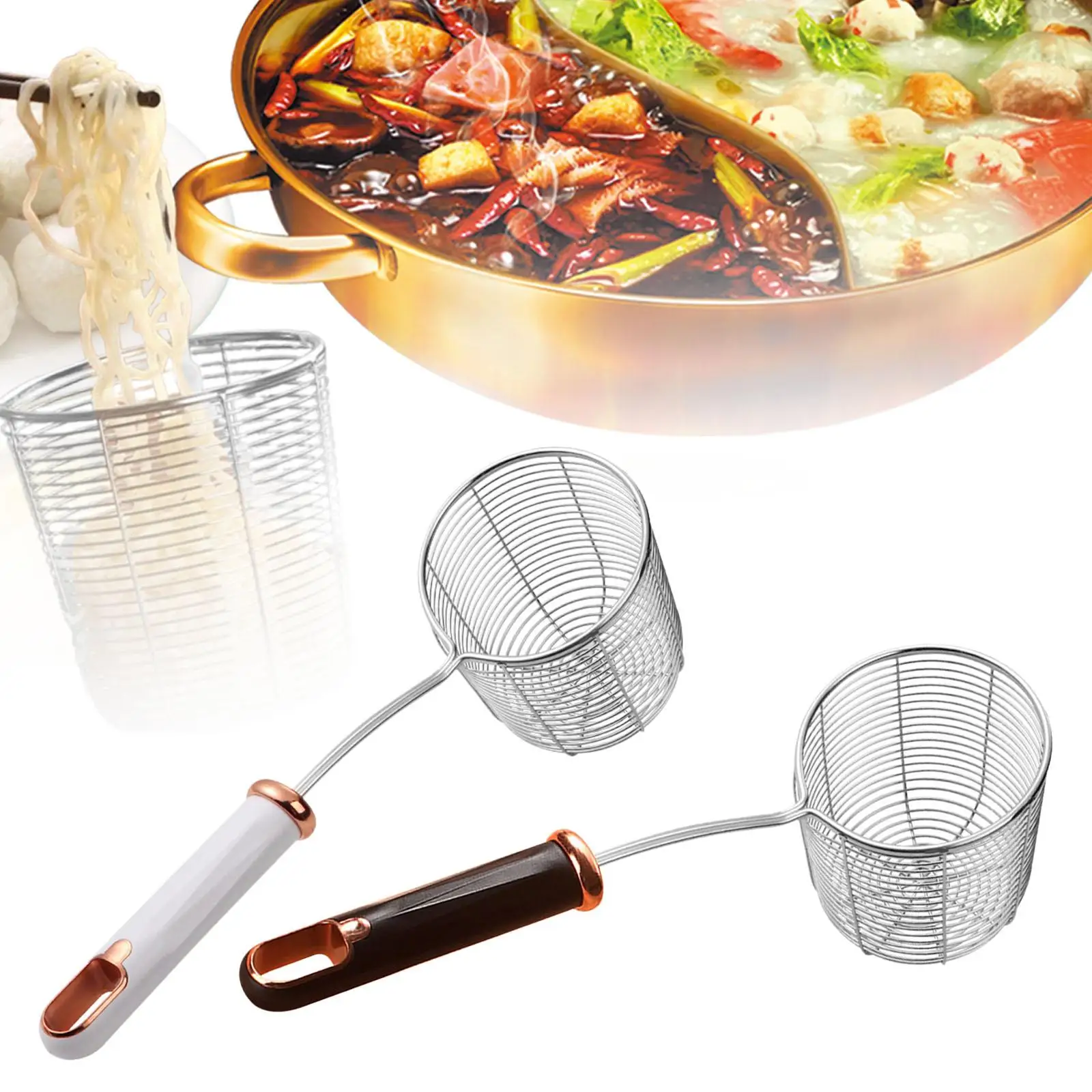 Skimmer Ladle Hanging Food Strainer Colander for Kitchen Meatball Frying