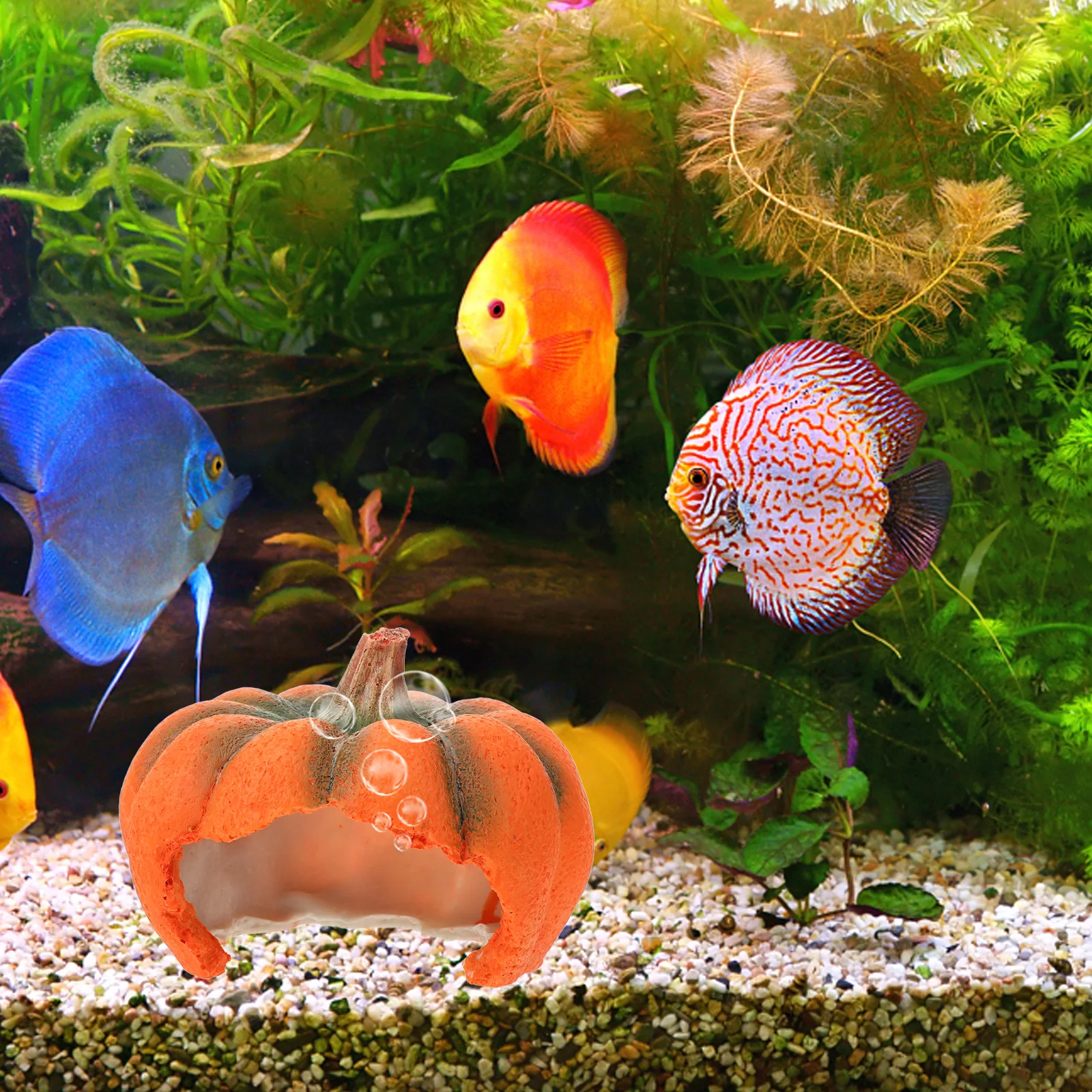 

Cartoon Pumpkin Shaped Fish Cave Aquarium Hideout Resin Decoration Safe Shrimp Turtle Hide Durable Fish Tank Decor