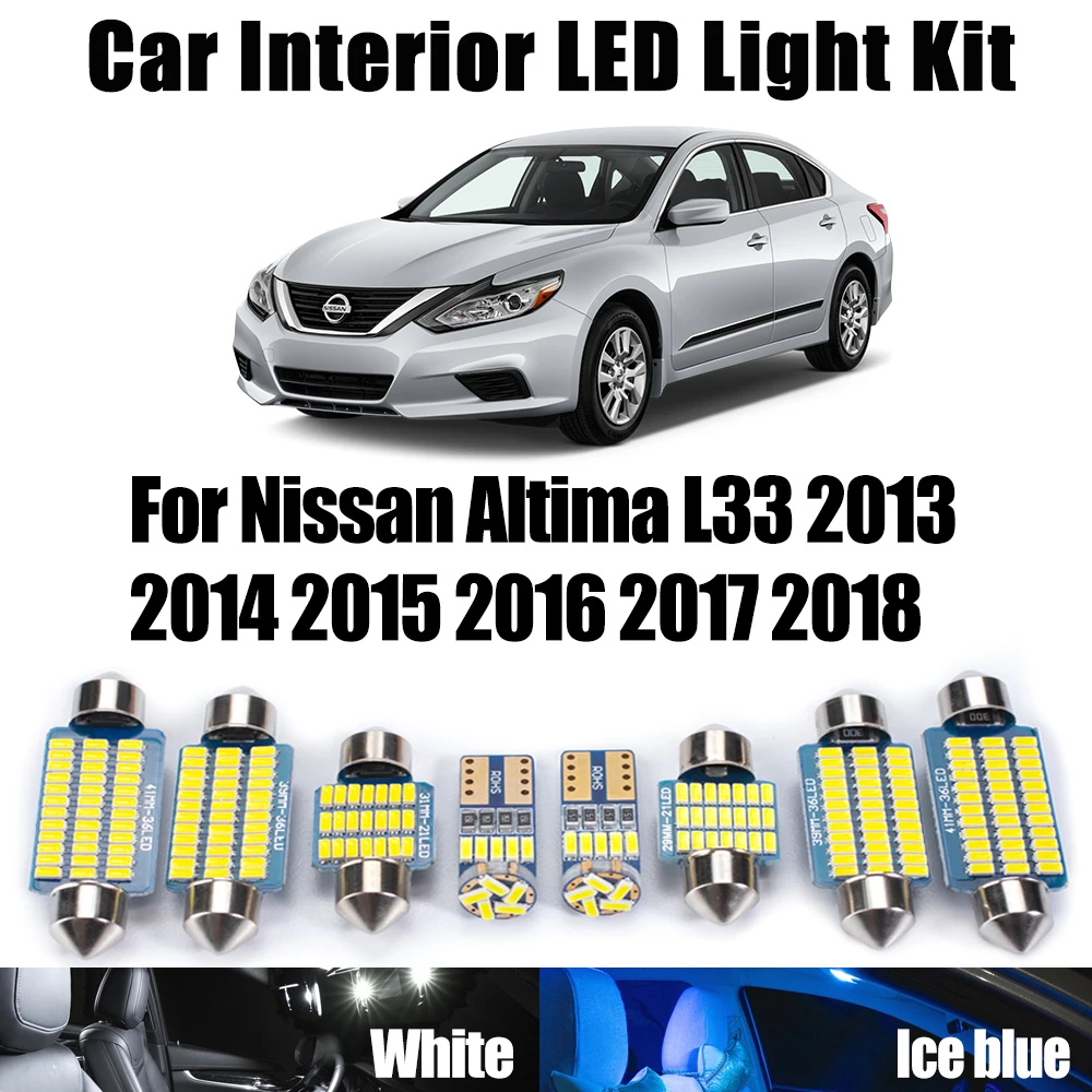 13 шт. для Nissan Altima L33 2013 2014 2015 2016 2017 2018 лампы для номерного знака автомобильное освещение светодиодный комплект внутреннего освещения с картой купола для ног