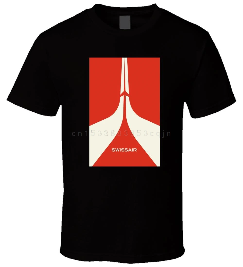 Swiss Air Airline 1 Black T-shirt For Men Fashion Short Sleeve Top Hot Selling Casual 100% Cotton Oversize Hip Hop Tee Shirts