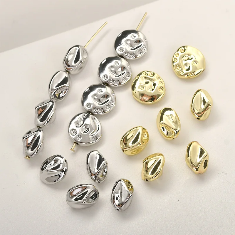 

5 шт. медные позолоченные бусины-разделители в форме овала в стиле барокко, аксессуары для изготовления браслетов, ожерелий, ювелирных изделий, оптом