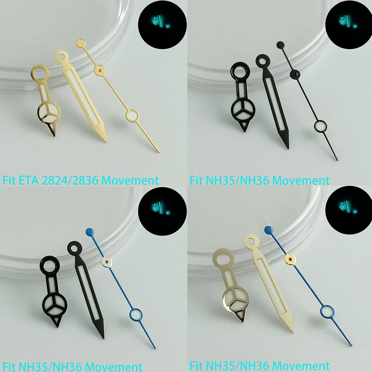 Watch hands blue green luminous hands suitable for N H35 N H36 ETA 2836 2824 Miyota 8205 8215 821A Pearl DG 2813 3804 movement