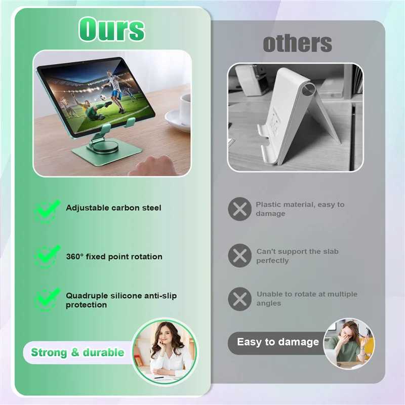 Ingenious-360° Rotating Tablet Stand Adjustable Portable Acrylic Desktop Stand For Tablets Up To 12.9 Inches B