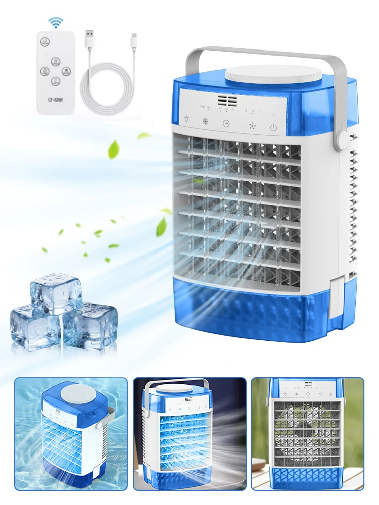 4 IN 1 Mini Air Conditioner Air Cooler Fan Portable Water Cooling Fan Mobile Air Conditioning Fan Air Humidifie For Room Office