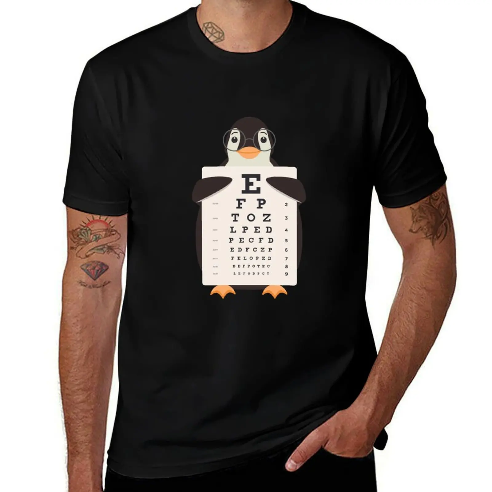 Penguin Eye Chart T-Shirt Sporty Casual Quick Dry T-Shirt