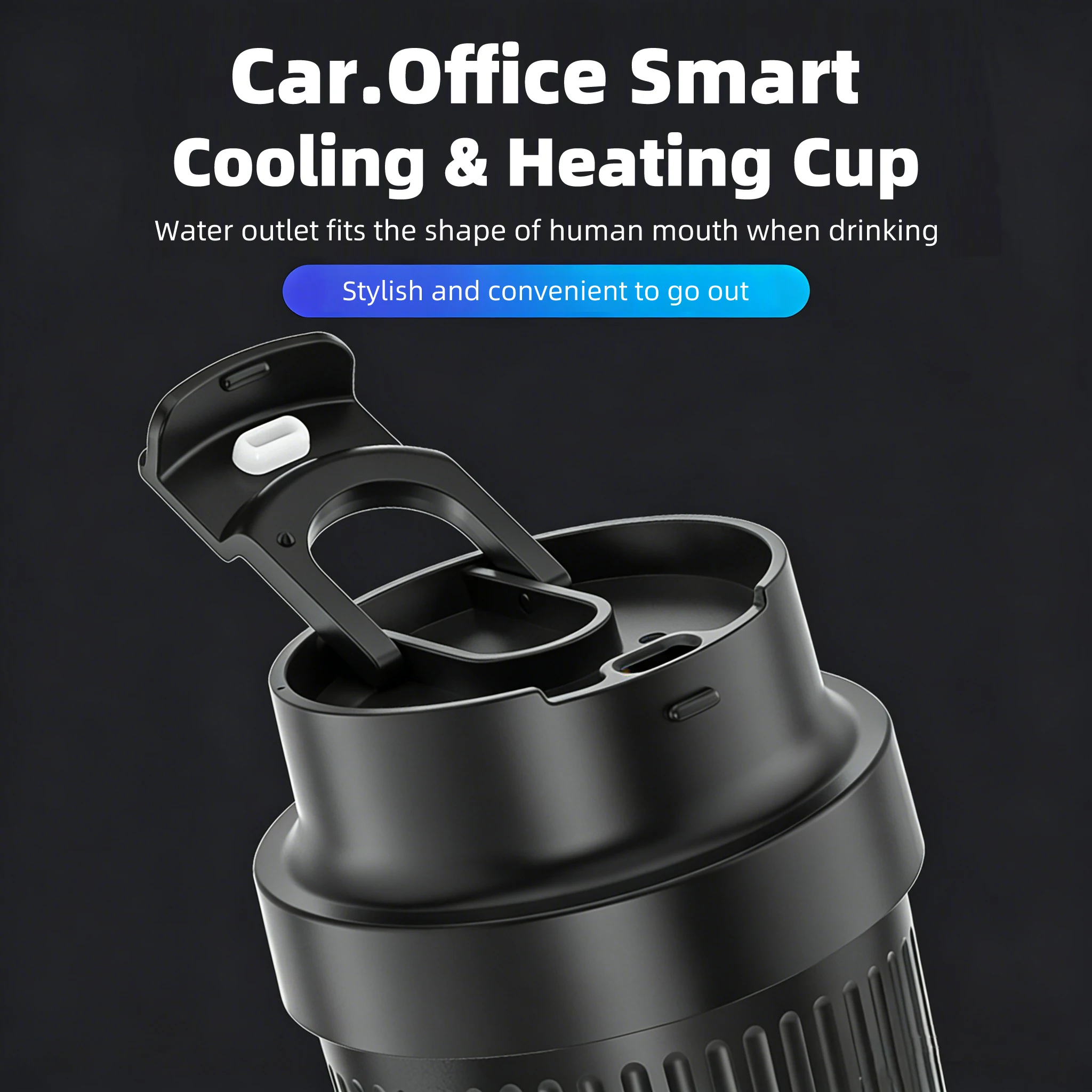 Portable Car Cup Humidifier with Digital Ultrasonic Mist Maker Auto Air Freshener for Vehicle Office Bedroom Quiet Operation