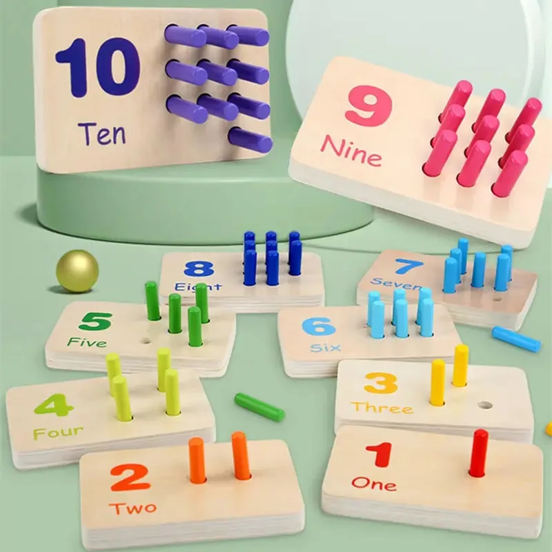 TEMIKIDS Montessori Wooden Counting Peg Board Preschool Toys Math And Numbers Educational Learning