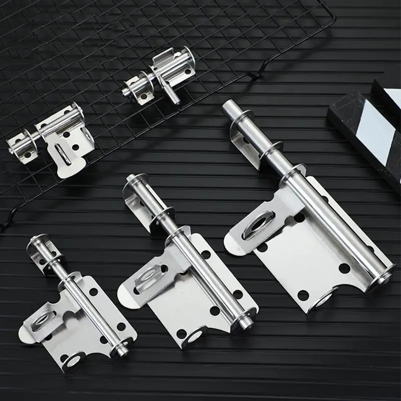 Durable Stainless Steel Door Latch Set, Solid Sliding Bolts for Safety Home Hardware