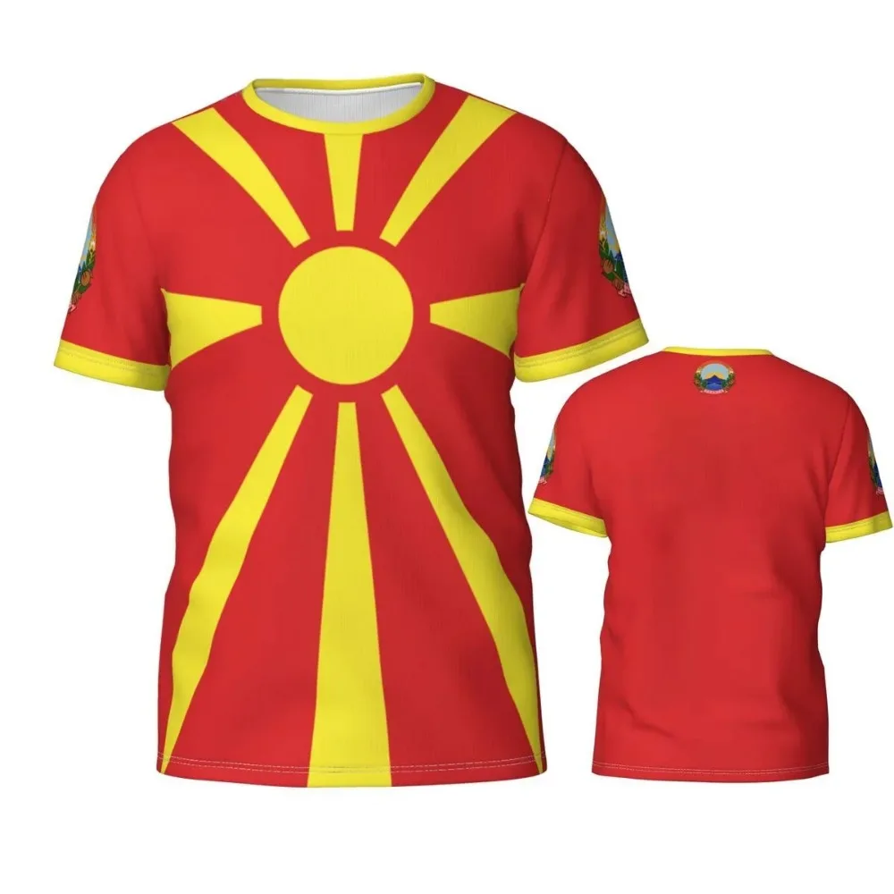 2024 New Macedonian Flag Graphic 3D Printed T-shirt Macedonian National Emblem Men\'s Tops National Day Gifts Personalized Tee