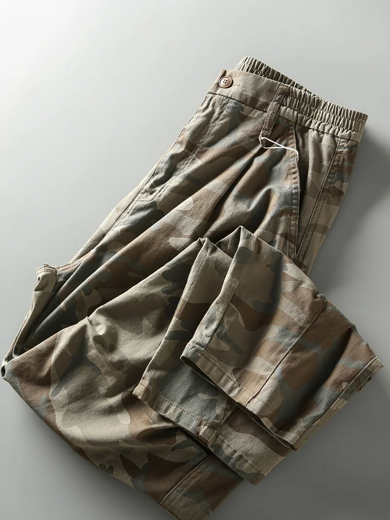 

Fall New Sle American Workwear Camouflage Men's Faionable Straight Leg Casual Pants Elastic Waist Youthful Energy