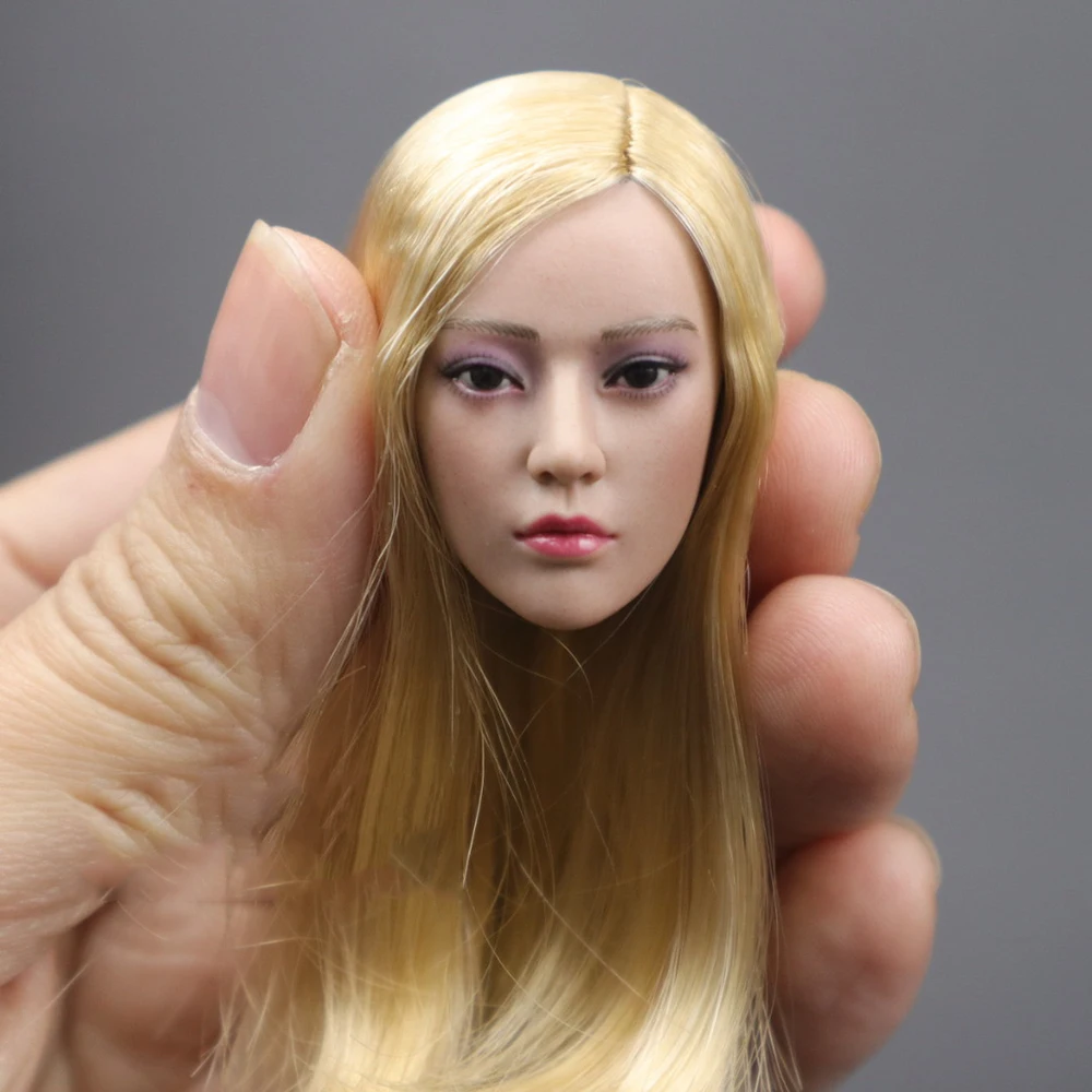 

1/6 Beauty Female Girl Sexy with Long Hair Head Sculpture Carving Fit 12" Action Doll Collectable