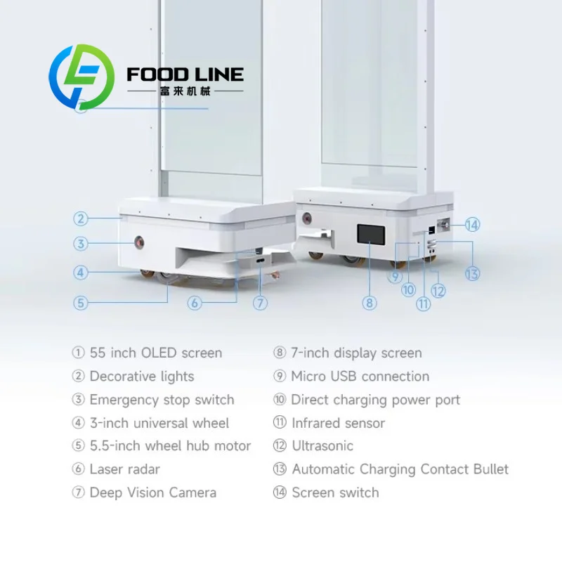 Transparent OLED Advertising Robot Smart Movable Display Robot Transparent OLED Screen Device For Hotel Lobby Exhibition
