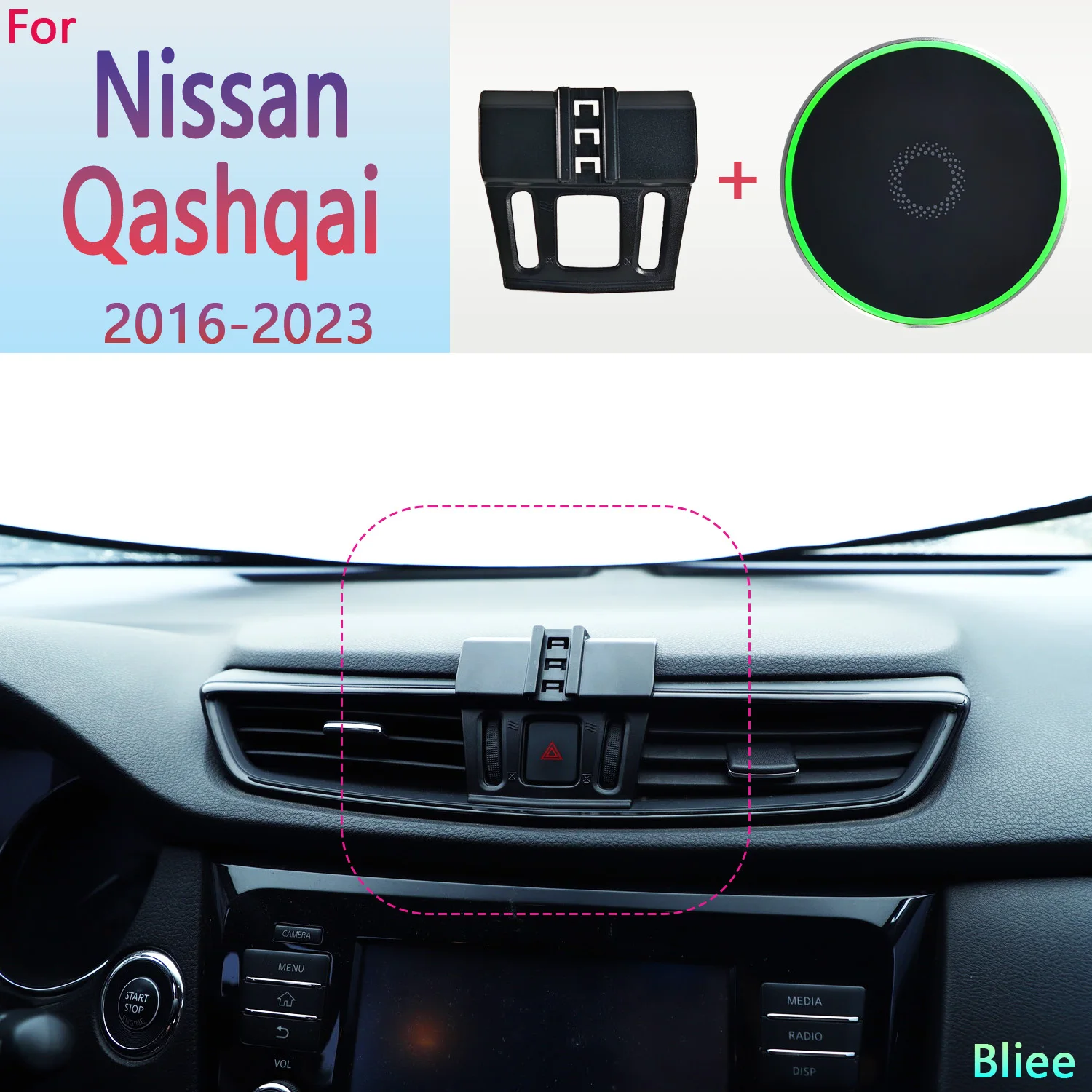 For Nissan Qashqai J11 2016 2017 2018 2019 2020-2023 Magnetic Car Phone Holder 15W Wireless Charging Phone Stand MagSafe Base