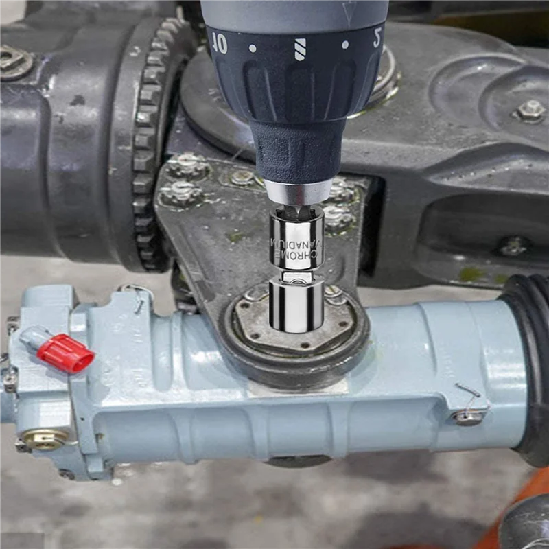 ABDJ-6 Pack Impact Grade ซ็อกเก็ตอะแดปเตอร์ 360 องศา Universal Joint ชุดซ็อกเก็ตหมุน, ซ็อกเก็ตอะแดปเตอร์เจาะ