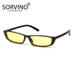 SORVINO Small Narrow Rectangle Sunglasses Men Women 2024 Brand Designer Black Red Purple Tiny Sun Glasses Shades UV400 Oculos