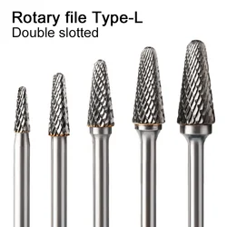 1pcs L-type Tungsten Steel Hard Rotary Alloy Metal Grinding Head Boring Cutter Conical Dome Rotary Files