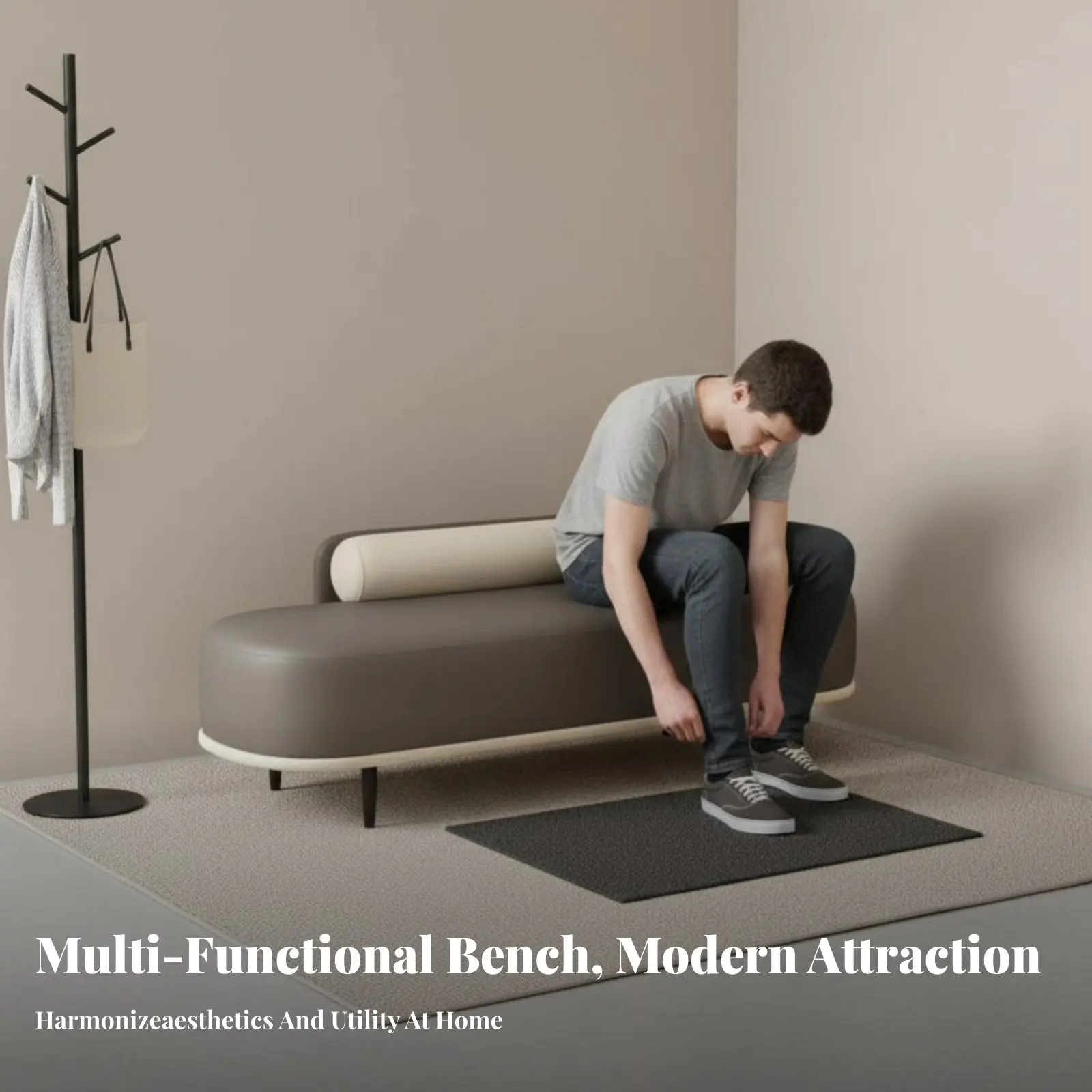 Boucle Entryway Bench Light Luxury Design Long Stool Multi-Functional Spacious Seating for Apartment Dwellers, Families, Hallway