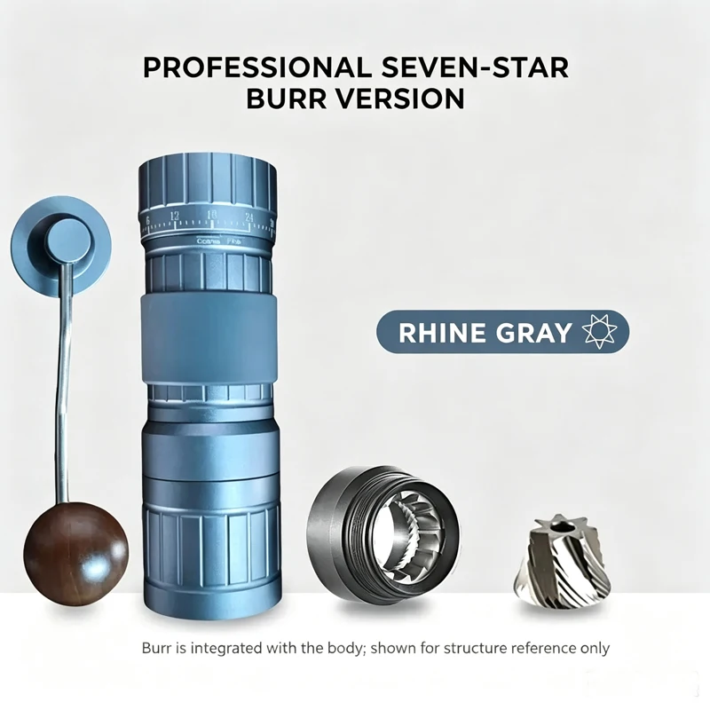 Manual Coffee Bean Grinder, External Adjustment, Stainless Steel Hand Grinder, Seven-Star Tooth Design, Pour-Over Coffee Maker