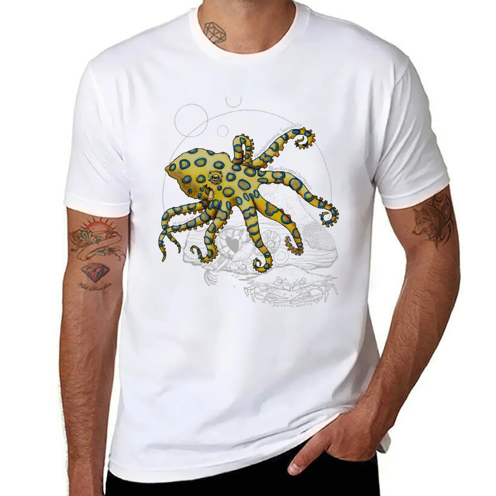 

Greater Blue Ringed Octopus Doodle-for dark background T-Shirt man t shirt graphic t shirt man plain T-Shirt