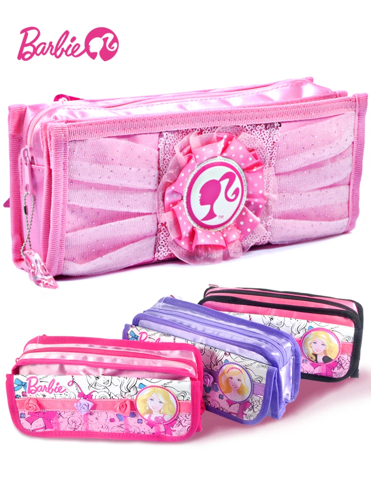 Barbie Pencil Cases Two Layers Pencil Box Pen Holder Kid Large Capacity Pencil Bags School Supplies Children Zipper Stationery