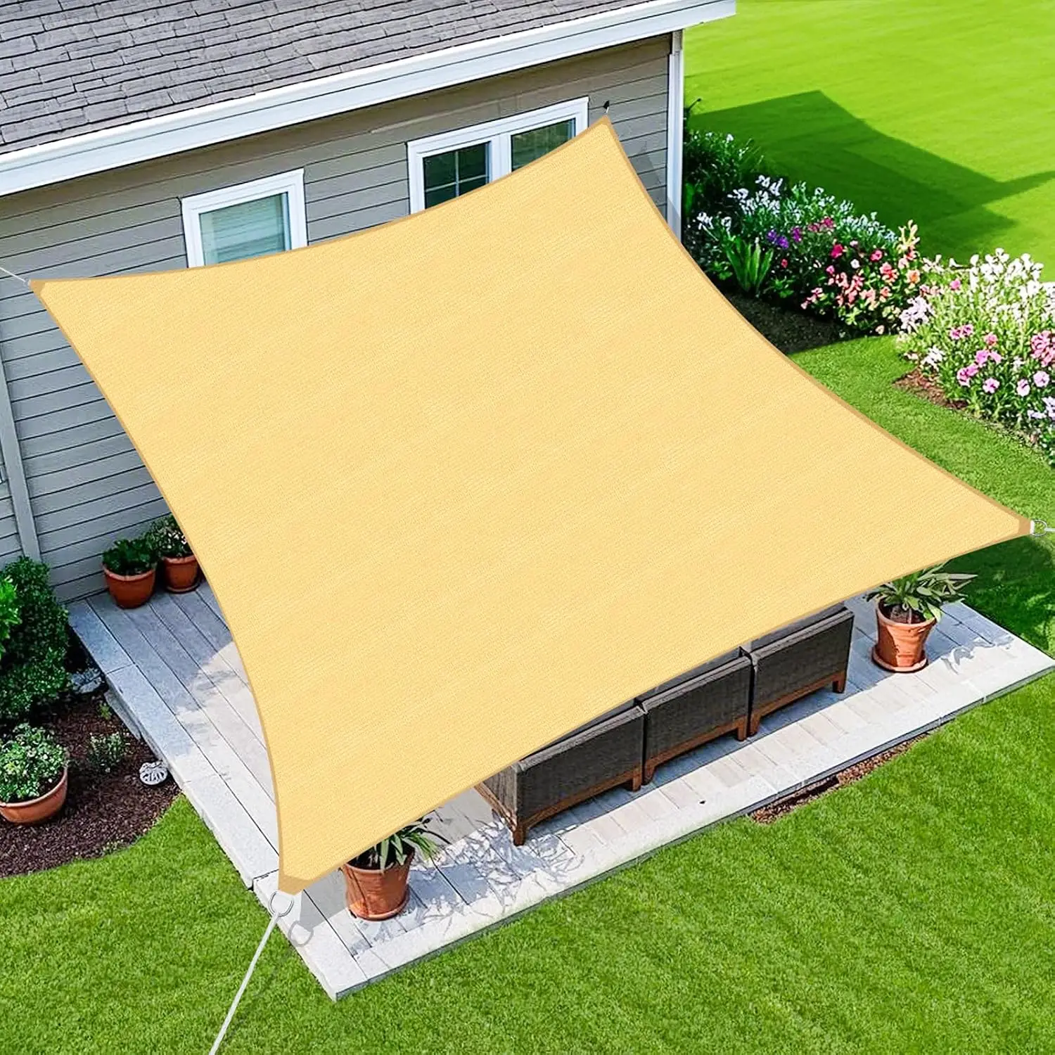 Curved Sun Shade Sail 16x20 ft - 95% UV Block, Breathable HDPE for Patio, Garden, Custom Sizes Available