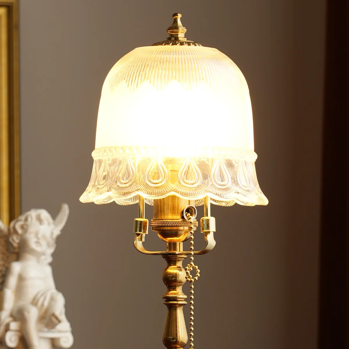 living room villa brass desk lamp study hotel model room ornament pattern design retro