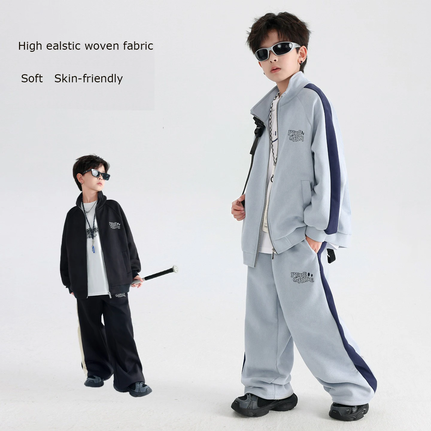 

Весенняя одежда для мальчиков в корейском стиле, спортивный костюм с цветовыми акцентами, школьный стиль, комплект из двух предметов из искусственной замши в стиле колледжа, 6-18 лет.