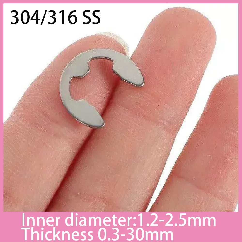 M1.2 M1.5 M3 M4 M5 M6 M7 M8 M10 M16 M20 M25 to M30 304 Stainless Steel Circlip Assortment Kit E-Type for DIY Hardware
