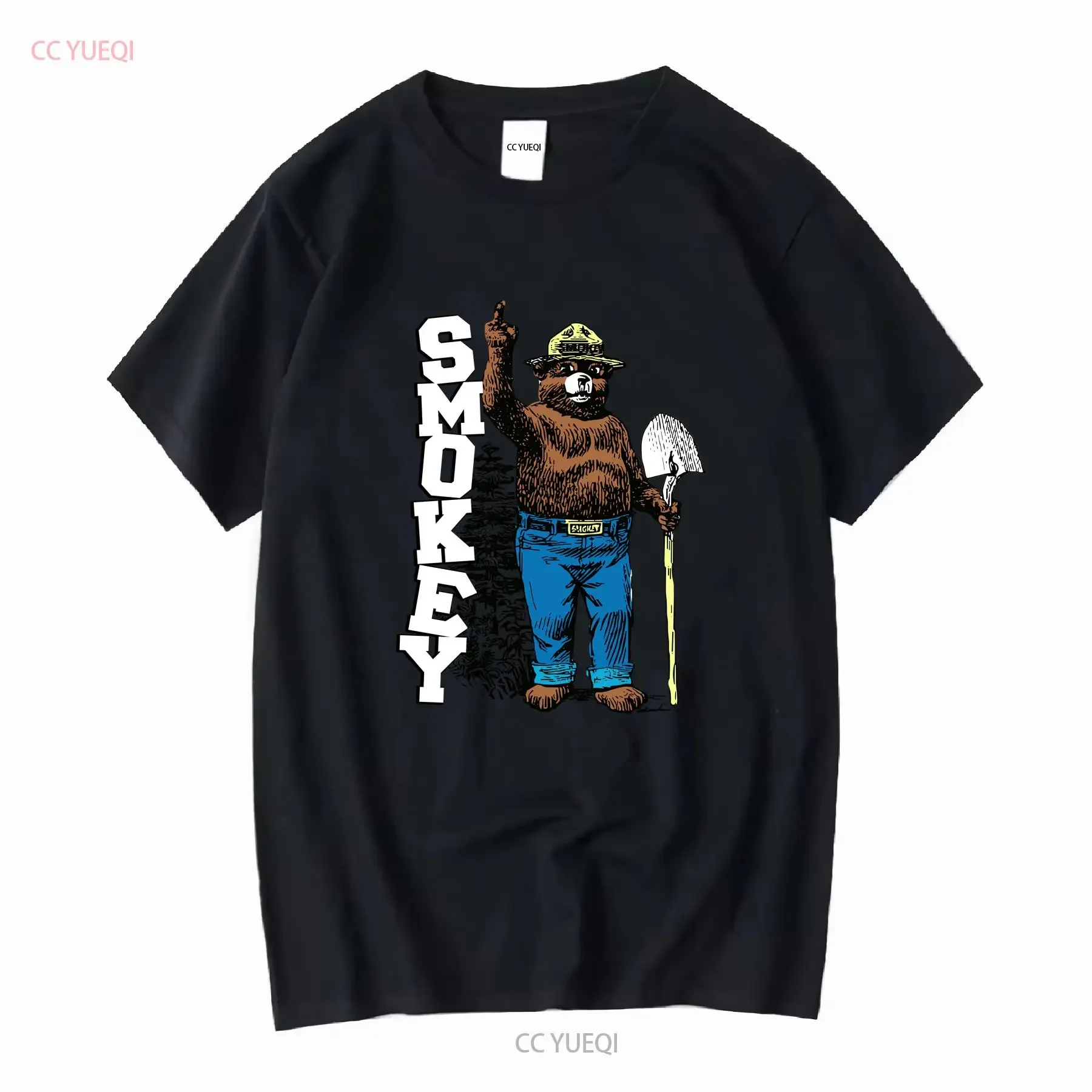 XL Smoky The Bear Damaged T Shirt long or short sleeves vintage Washed Stretched Slightly fashion Breathable Casual