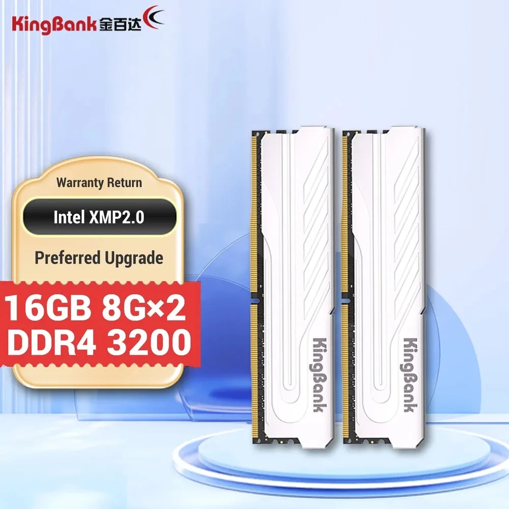 kingbank memoria ram ddr4 8gb 8gbx2 16gb 3200mhz xmp desktop memoria ddr4 dual channel ram para computador pc silver dissipador de calor 01