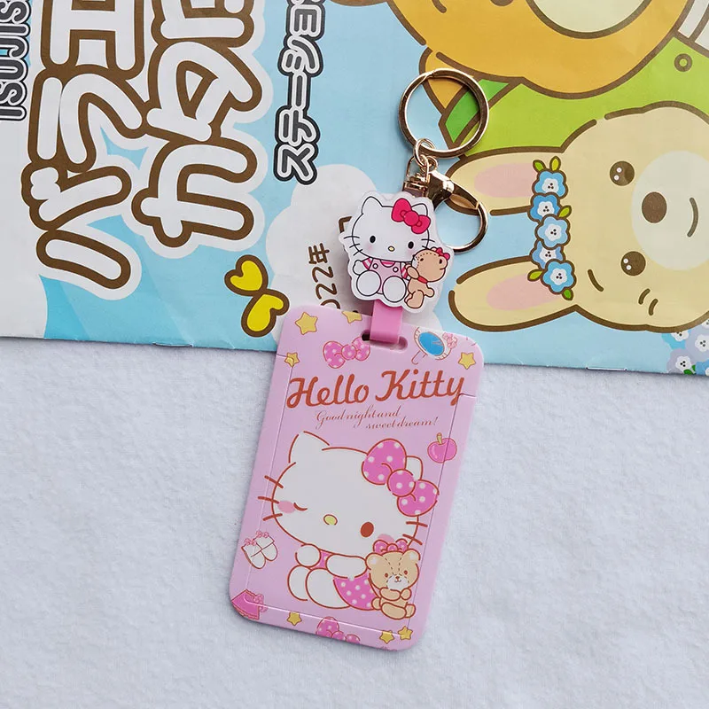 Sanrio Cartoon Cute Hello Kitty Bus Card Anti-lost Pick-up Card Badge School ID Card Holder Fashion Pendant Accessories