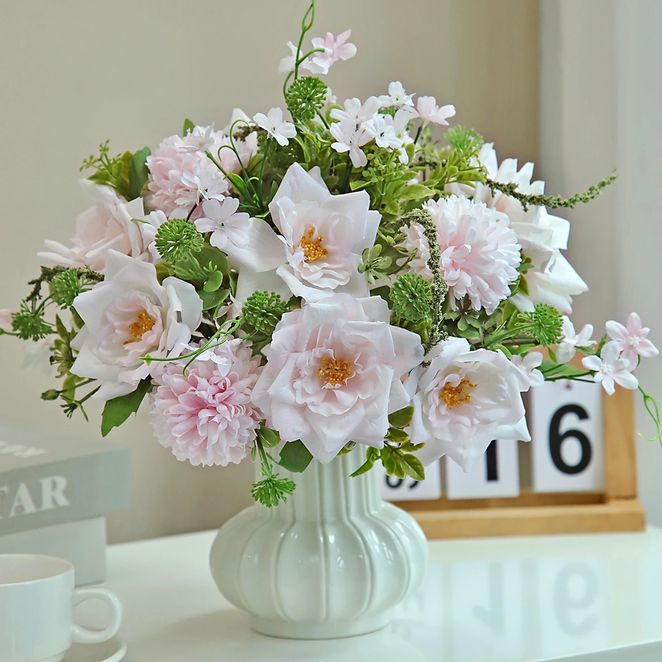 

Silk Artificial Flowers Onion Fluff Horn Rose Wedding Home Room Table Decora Wreath Bridal Bouquet Arrangements Diy Gifts Props