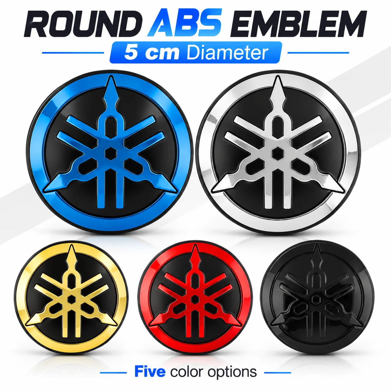 For Yamaha 3D Round Emblem Stickers Motorcycle Scooter Modification Accessories 5cm ABS Aluminum Badge Waterproof Decals